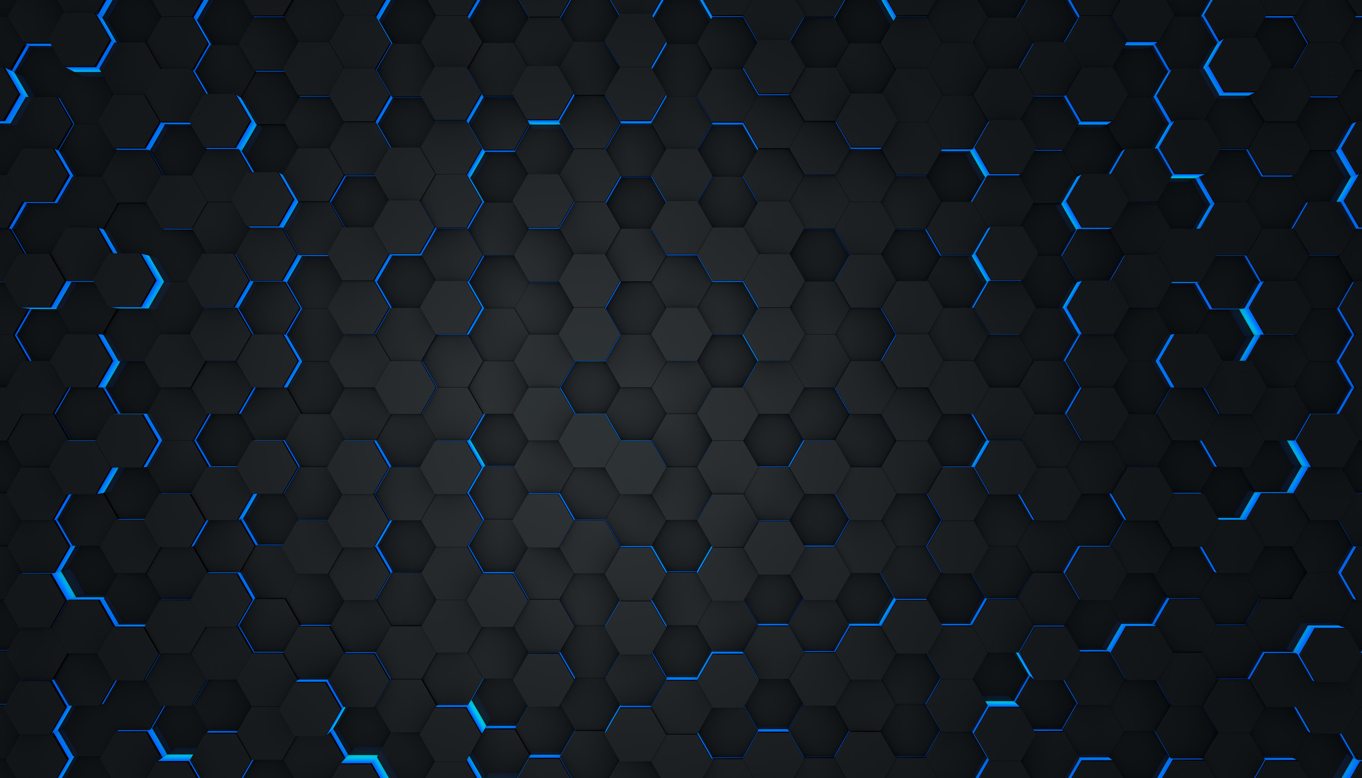 Clear pattern abstract background hexagon black and blue, wallpaper futuristic